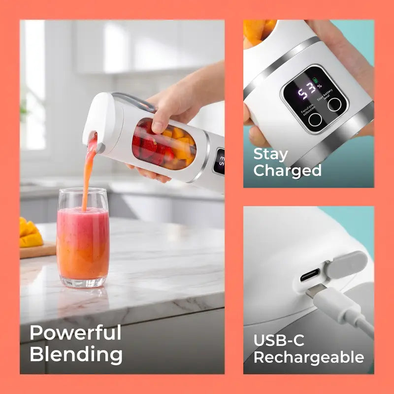 【💥Summer Sale Deals-50% OFF】Portable 15.22 Oz USB Rechargeable Personal Blender with LED Display🥤