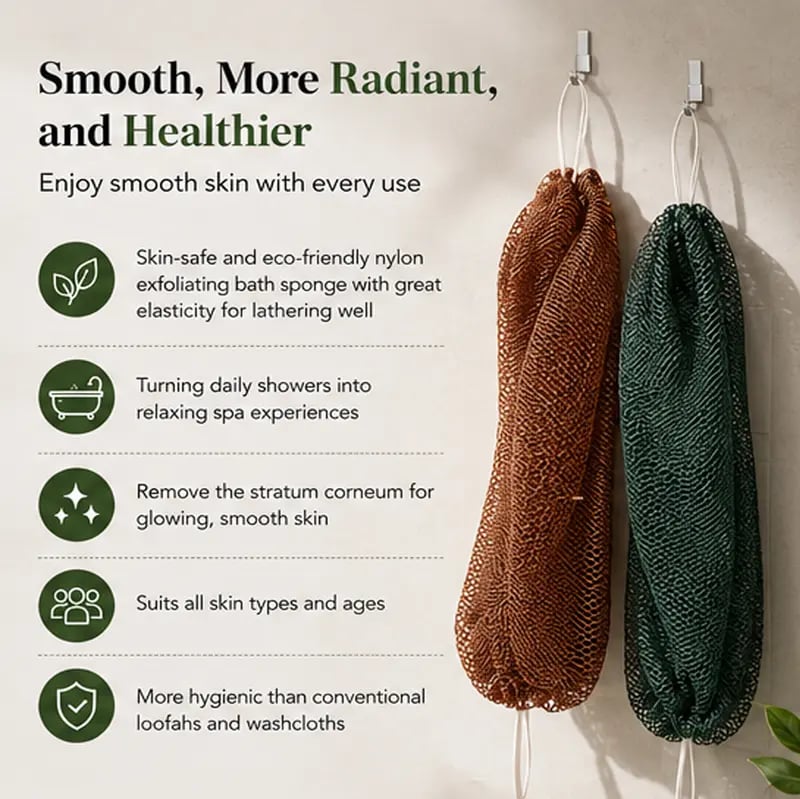 🧼✨ Traditional African Bath Tool | Ethically Sourced Net Sponge – Removes Dead Skin – Leaves Skin Smooth