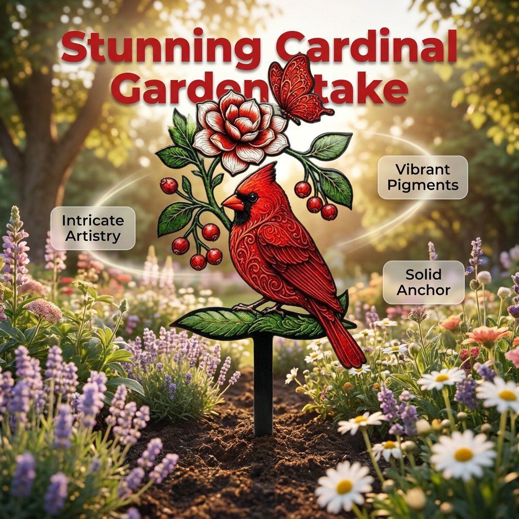 🐦Cardinal Art Garden Stake💥Buy 2 Free Shipping