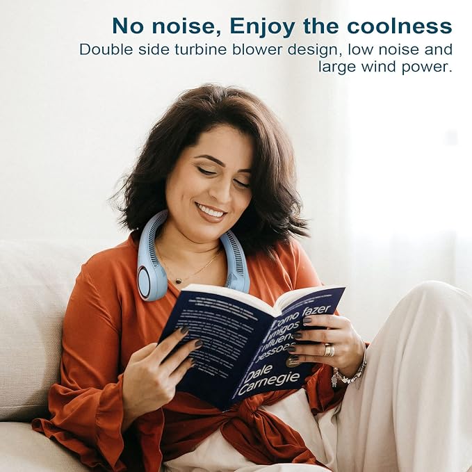 Portable Neck Fan - Hands-Free Bladeless Personal Wearable Fan, 3-Speed USB Rechargeable Cooling Fan for Travel, Office & Outdoor