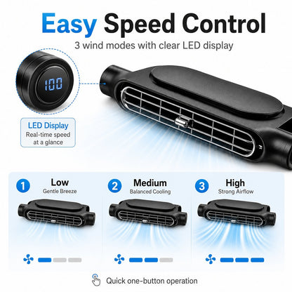 🔥Summer Hot Sale 49% OFF🚗❄️2026 Bladeless Car Seat Fan with LED Display & 360° Rotation