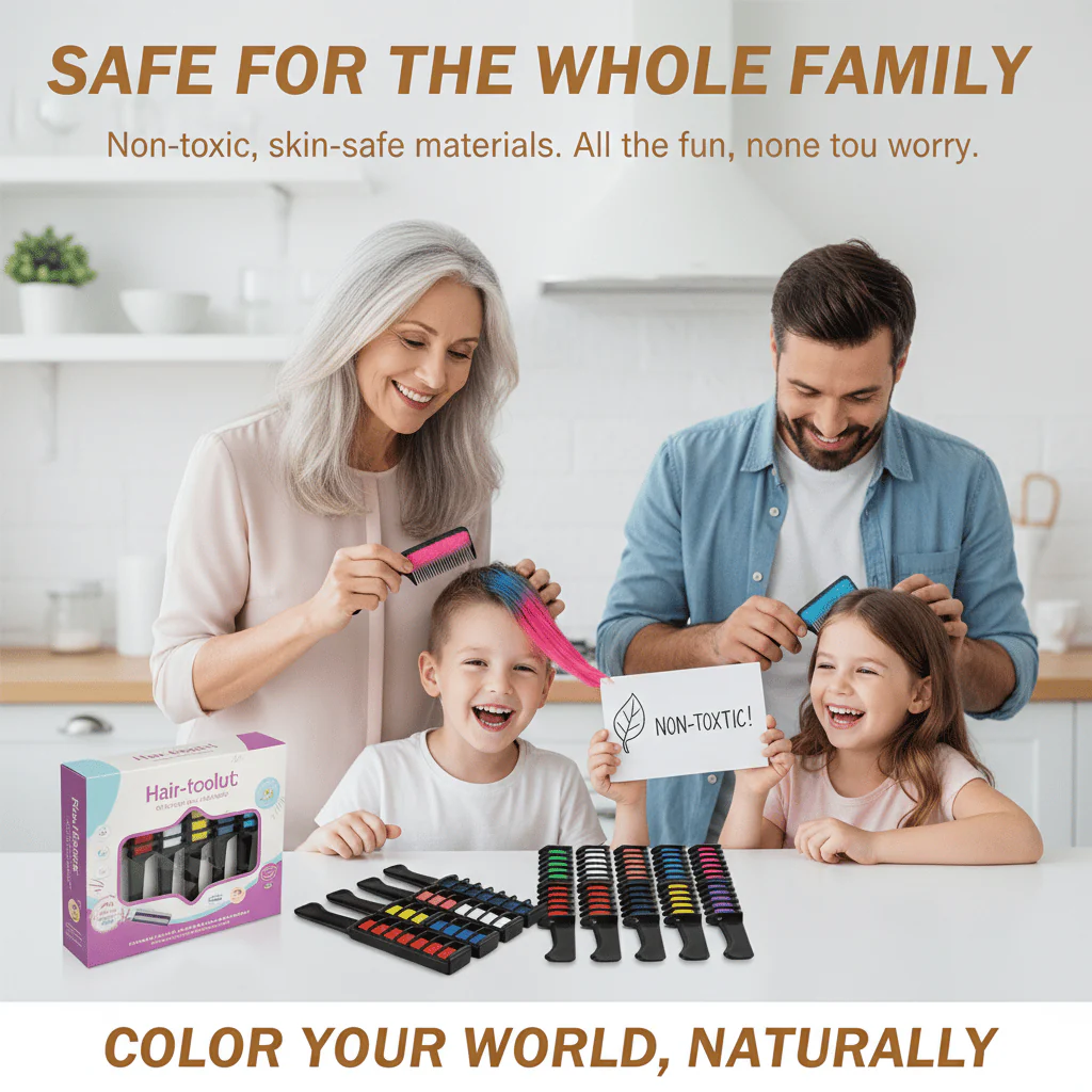 🌈HOT SALE 50% OFF – 10 Color Hair Chalk Comb Set | Instant Rainbow Hair Without Damage
