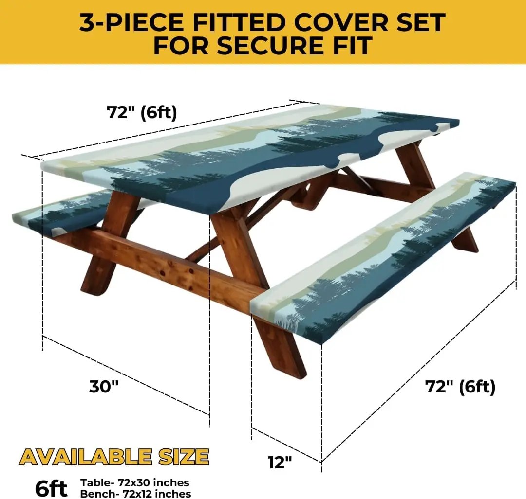 🧺Stretch Picnic Tablecloth Set | Bench Covers + Carry Bag Included 👜