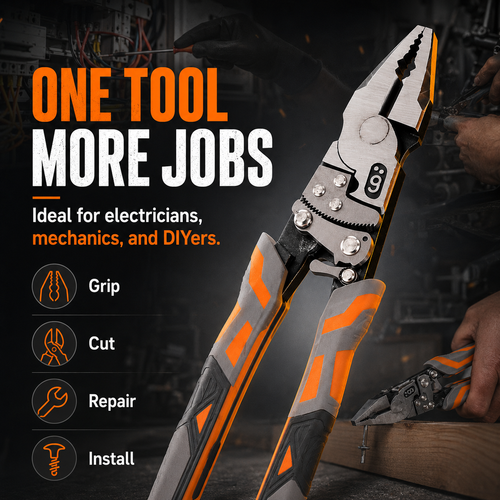 🔧 Labor-Saving Ratchet Lock Multi-Functional 55# Steel Linesman Pliers with Anti-Slip Rubber Grip