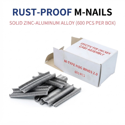 Heavy-Duty Carbon Steel Hog Ring Gun Kit with 600 M-Clips | Multi-Purpose Fence & Cage Fastening Tool