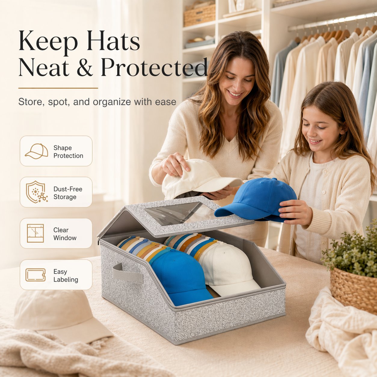 🧢Stackable Hat Storage For Baseball Caps-Get 50% off immediately when you buy now