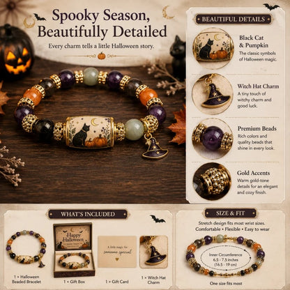 🔥LAST DAY 50% OFF - 🎃Limited Edition 2026 Halloween Black Cat Pumpkin Beaded Bracelet Gift Set