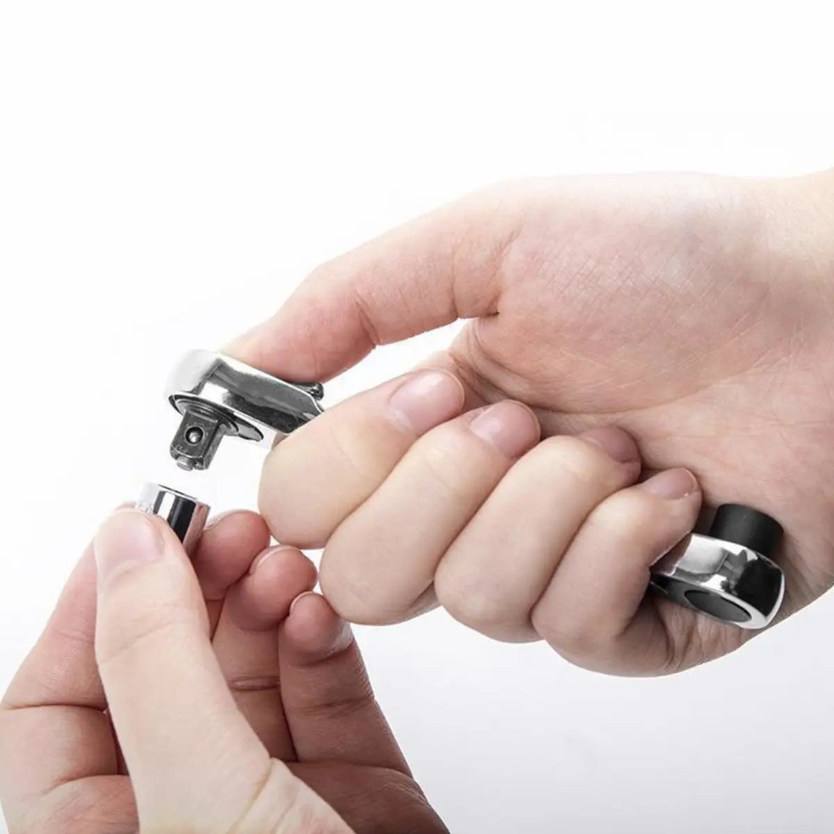 ✨1/4 Inch Mini Double Headed Ratchet Wrench Silver 72-Tooth 5° Quick Release Drive Socket Tool