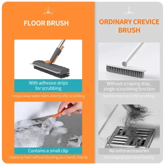 3 in 1 Floor Scrub Brush with Long Handle Cleaning Brush