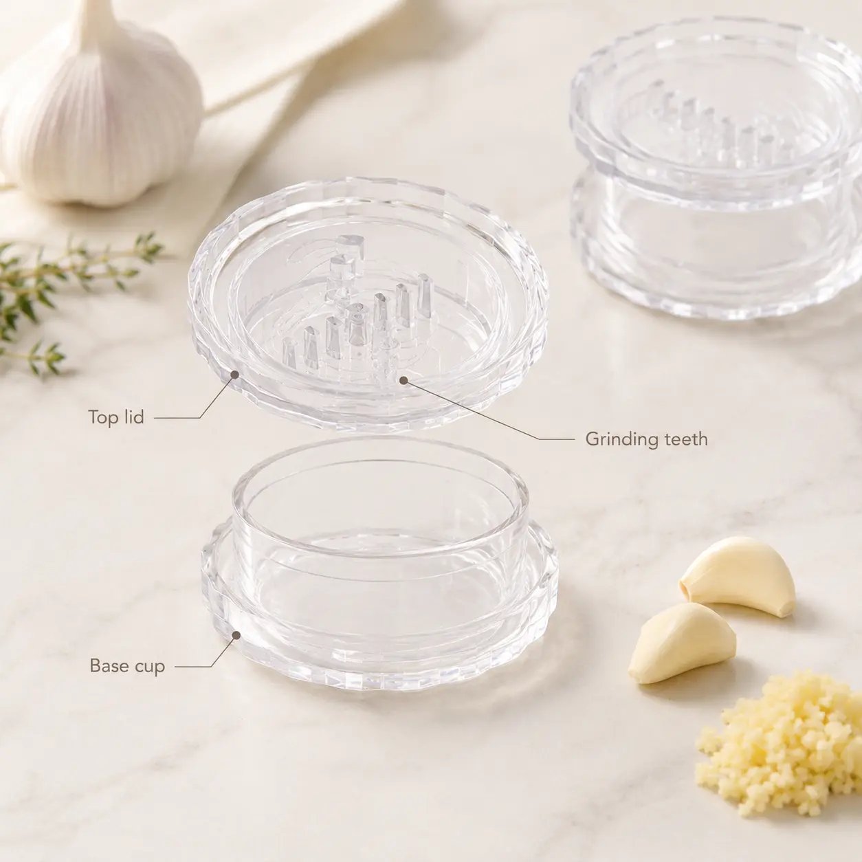 2PCS GET FREE 1 Clear Manual Garlic Twister and Ginger Mincer Tool