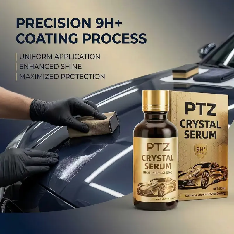 Crystal Serum 9H+ Ceramic Coating for Cars - 10X Harder Than Factory Paint, Ultra Hydrophobic Mirror Shine, Scratch & UV Protection, Long-Lasting Auto Detailing Kit