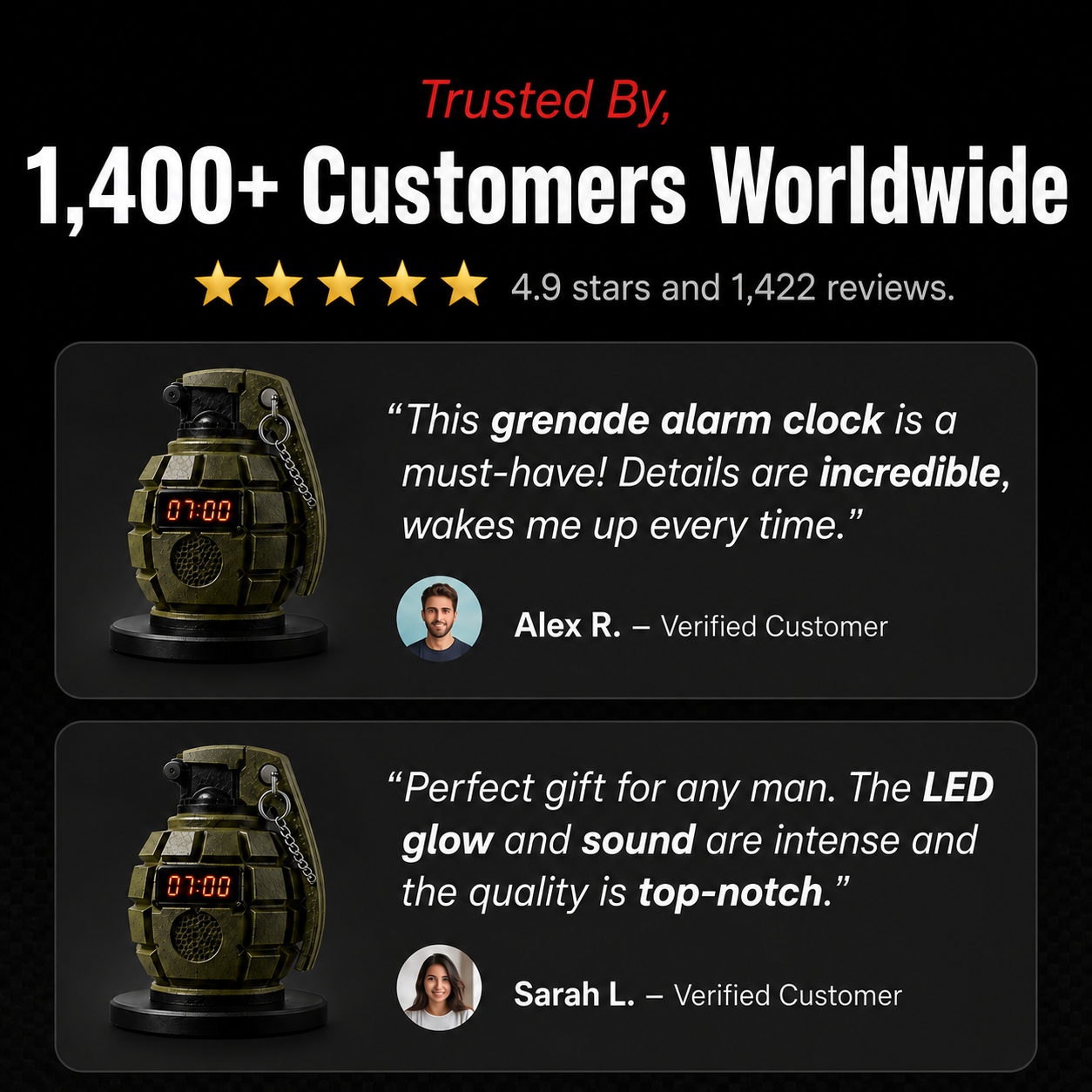 💣50% OFF TODAY⏰ Grenade Alarm Clock – Wake Up Like Never Before