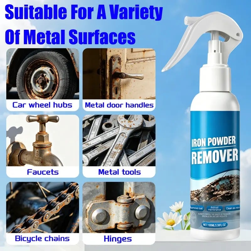 100ML Auto Iron Powder Remover – Safe for All Wheels & Paint 🛡️