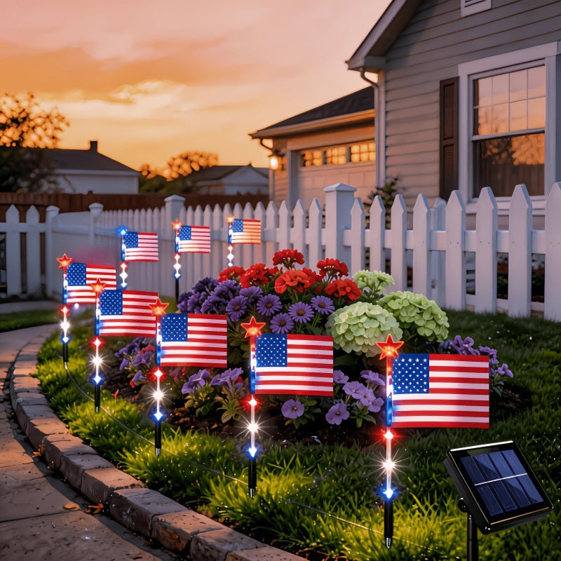 🔥Last Day-70% OFF🔥8 Solar American Flag Pathway Lights – Red, White & Blue Yard Glow for 250th Independence Celebration 🇺🇸✨