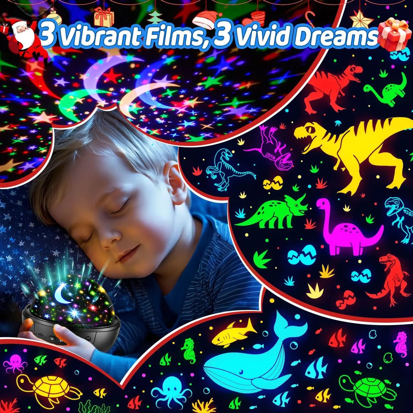 Magical 5-in-1 Kids Star Projector 🌙✨ 91 Light Effects • Remote Control • 360° Rotation • Perfect Bedtime Gift