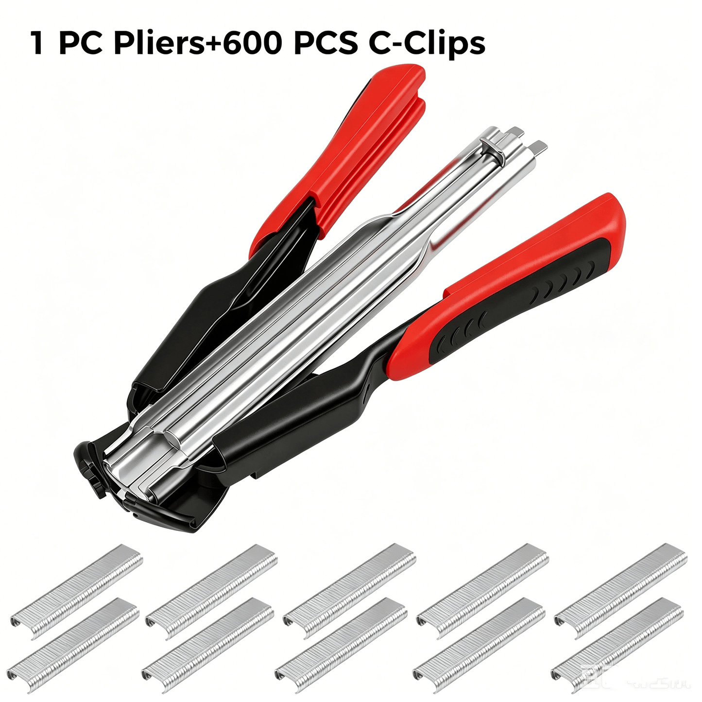 🔥LAST DAY 49% OFF - 🛠️100 PCS/600PCS/2500 PCS C Clips Hog Ring Pliers Kit, 3/4'' Hog Ring Nail, Fencing Plier Staple Gun Cage Clamp