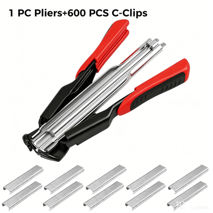 🔥LAST DAY 49% OFF - 🛠️100 PCS/600PCS/2500 PCS C Clips Hog Ring Pliers Kit, 3/4'' Hog Ring Nail, Fencing Plier Staple Gun Cage Clamp