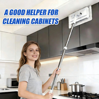 Hands-Free Floor Mop with Clamp, Dry Wet Use Dust Mop for Hardwood & Tile, Flat Mop System, No Wash Mop