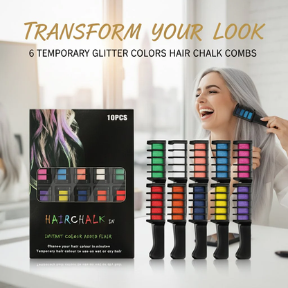 🌈HOT SALE 50% OFF – 10 Color Hair Chalk Comb Set | Instant Rainbow Hair Without Damage