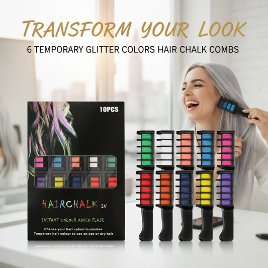 🌈HOT SALE 50% OFF – 10 Color Hair Chalk Comb Set | Instant Rainbow Hair Without Damage