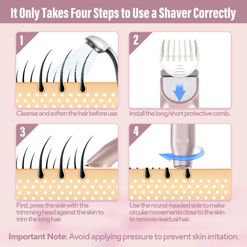 🩱Bikini Trimmer for Women, Electric Shaver and Razor Rechargeable 2-in-1 Body and Facial Epilator