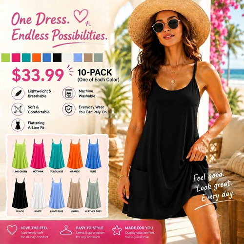 🔥Limited time offer🔥Womens Summer Sleeveless Mini Dress V Neck Spaghetti