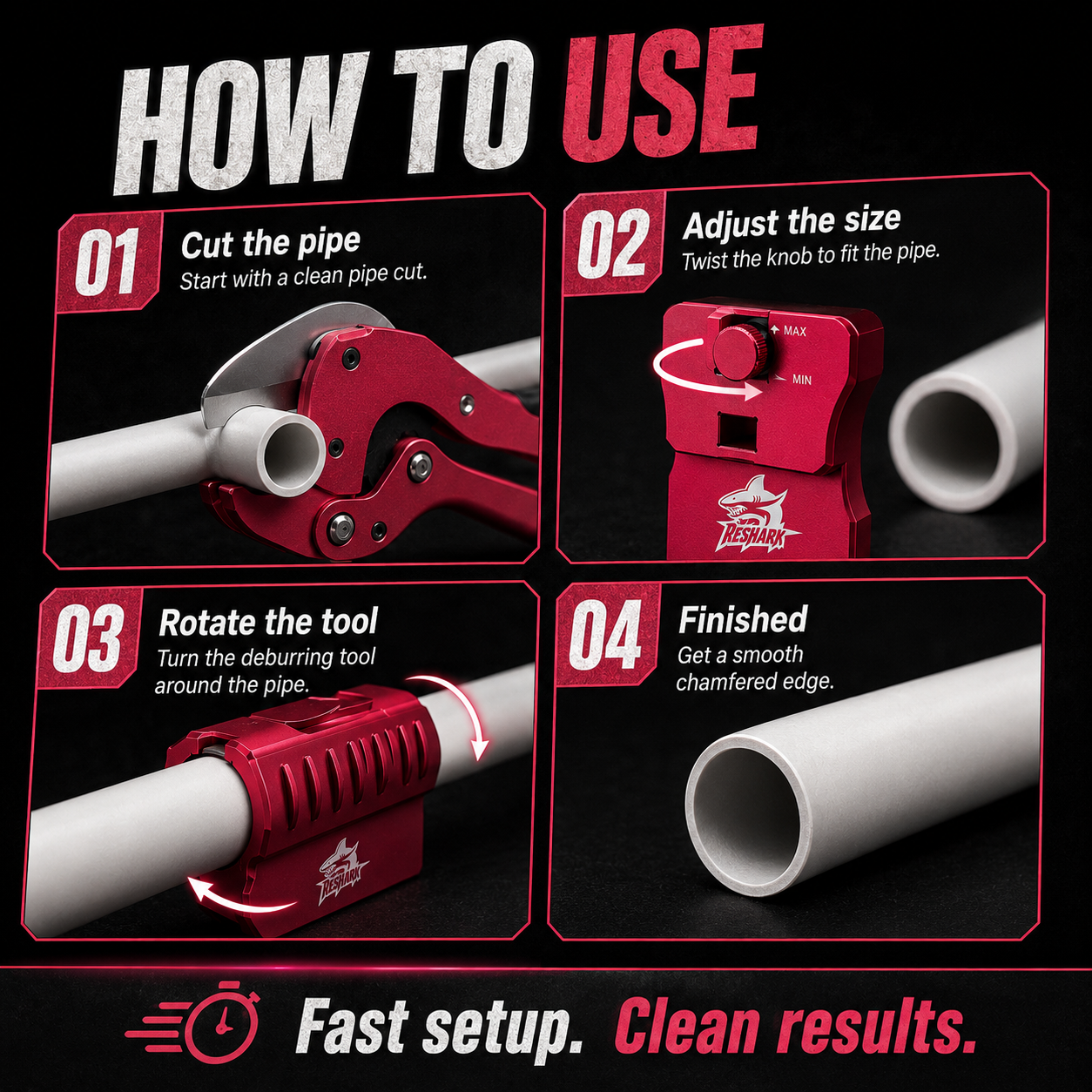 PVC Pipe Chamfering Tool - 9-Size Pipe Deburring Tool