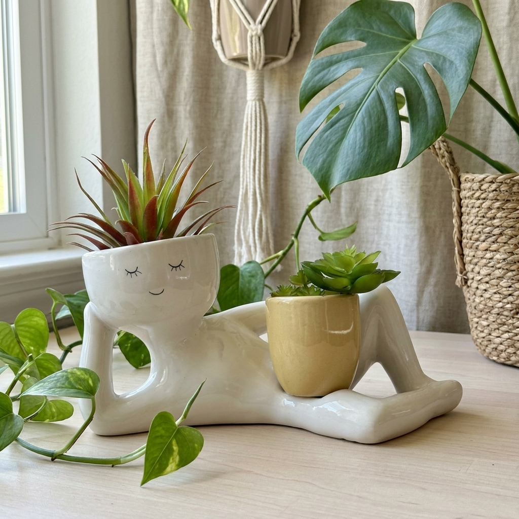 Handmade Plant Pot-May each of us always be free and at ease.
