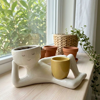 Handmade Plant Pot-May each of us always be free and at ease.