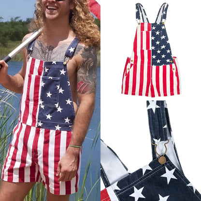 🔥Last Day Sale 49%🔥American Flag Unisex Overalls Shorts
