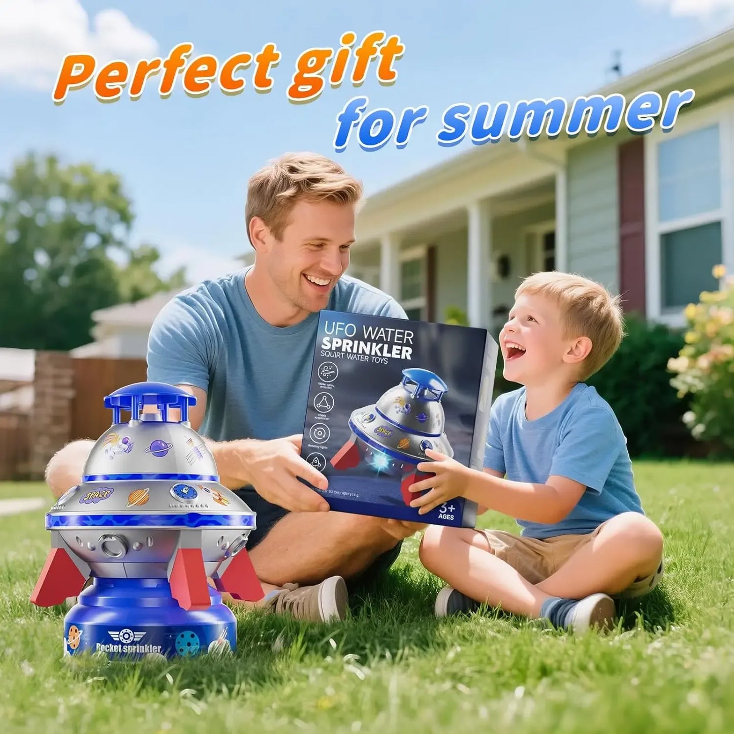 🌈50% OFF TODAY🚀 Spinning UFO Water Sprinkler with Lights