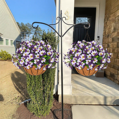 1 Faux Crepe Myrtle Hanging Baskets – UV Resistant Artificial Flower Planters with Coconut Liner & Metal Chain