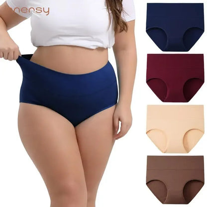 Women's Plus Size High Waisted Briefs 4-Pack
