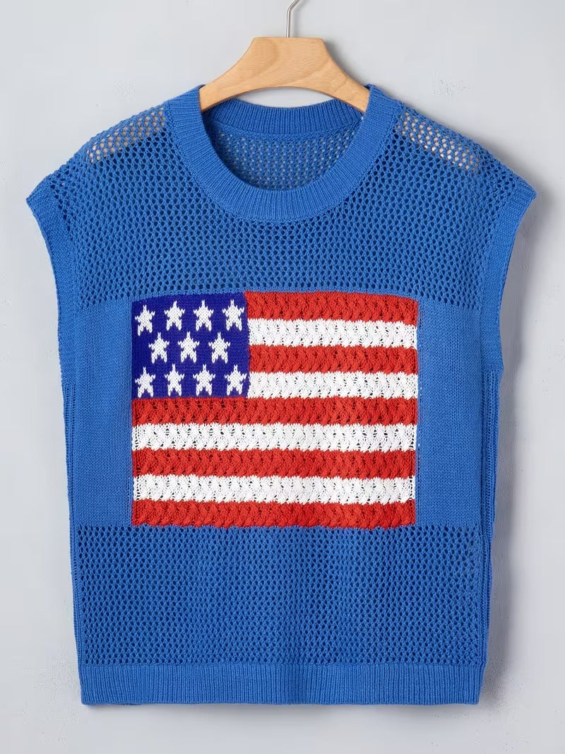 🔥🌸Cool Summer Deal 55% OFF - American Flag Graphic Sweater Top