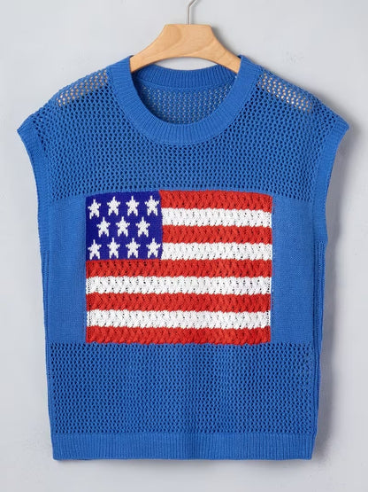 🔥🌸Cool Summer Deal 55% OFF - American Flag Graphic Sweater Top