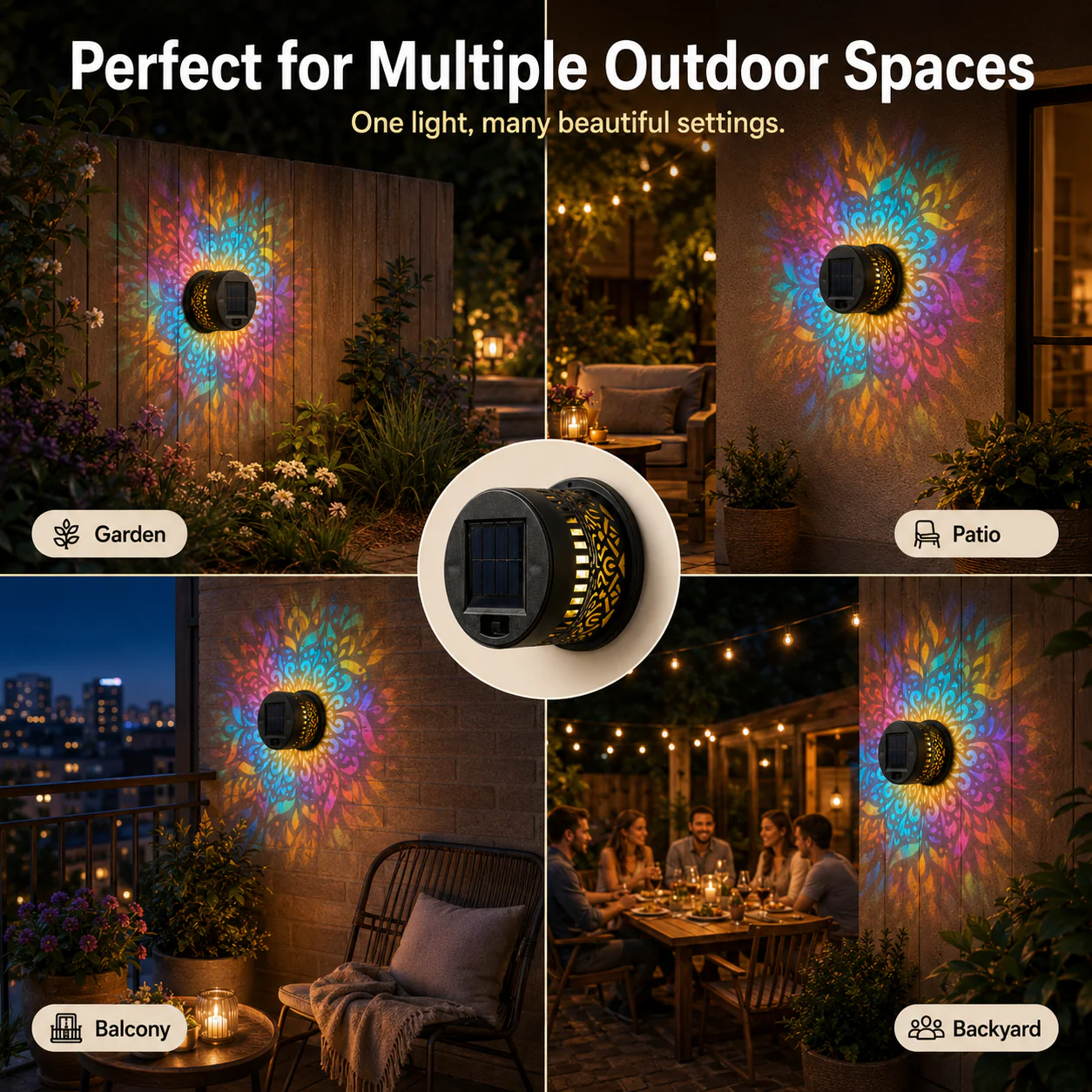 ✨🔥Anniversary 30th Mandala Solar Wall Lamp – Magical Patio Night Ambience✨🛒
