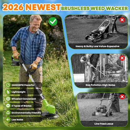 3-in-1 Cordless Lawn Mower with 2×21V Batteries, German Quality Lightweight Grass Trimmer & Edger for Small to Medium Gardens