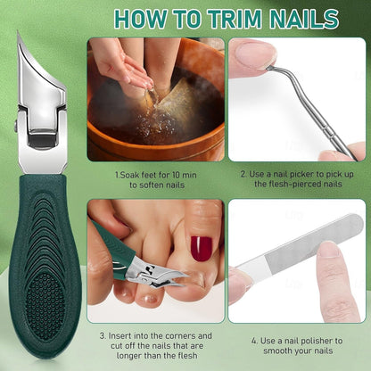 Eagle Beak Nail Clipper Set (With Filer and Nail Remover) for Thick Nails,Seniors&Ingrown Care