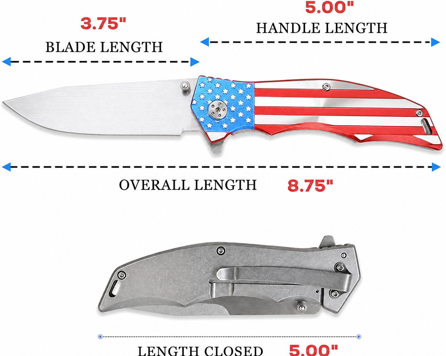 USA American Flag Patriotic Pocket Knife