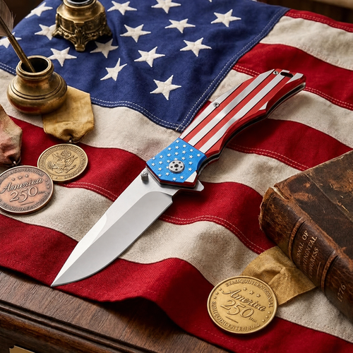 USA American Flag Patriotic Pocket Knife