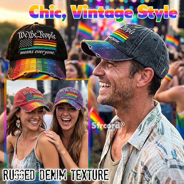 🌈Rainbow Freedom Pride Distressed Cap
