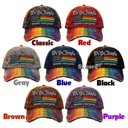 🌈Rainbow Freedom Pride Distressed Cap