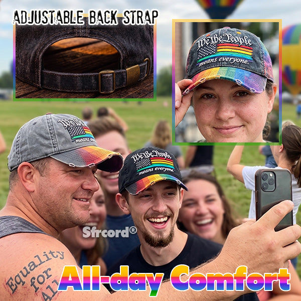 🌈Rainbow Freedom Pride Distressed Cap