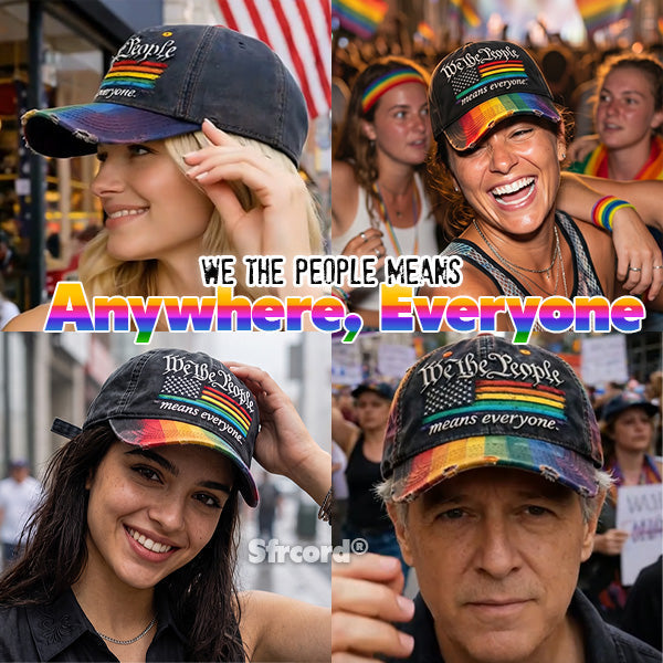 🌈Rainbow Freedom Pride Distressed Cap