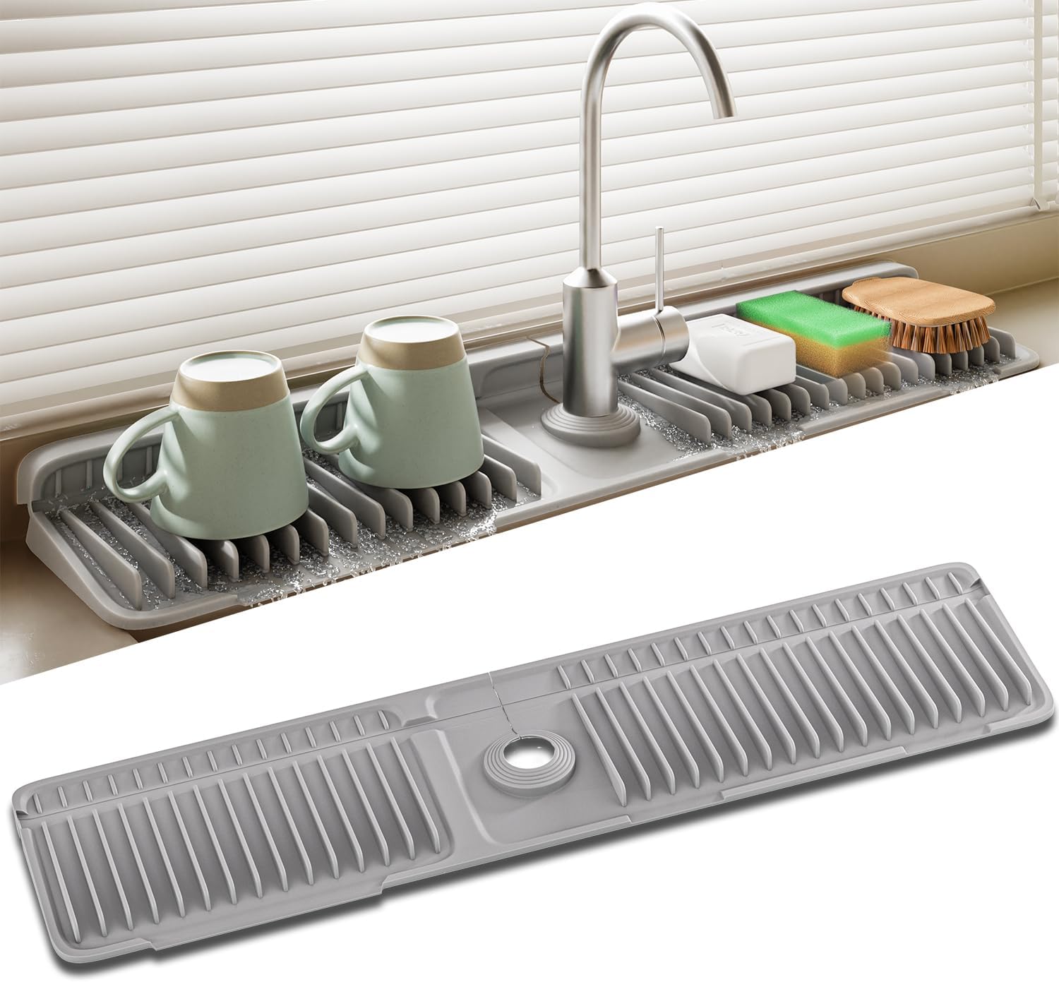 silicone sink faucet splash guard mat 15 inch installed on kitchen sink