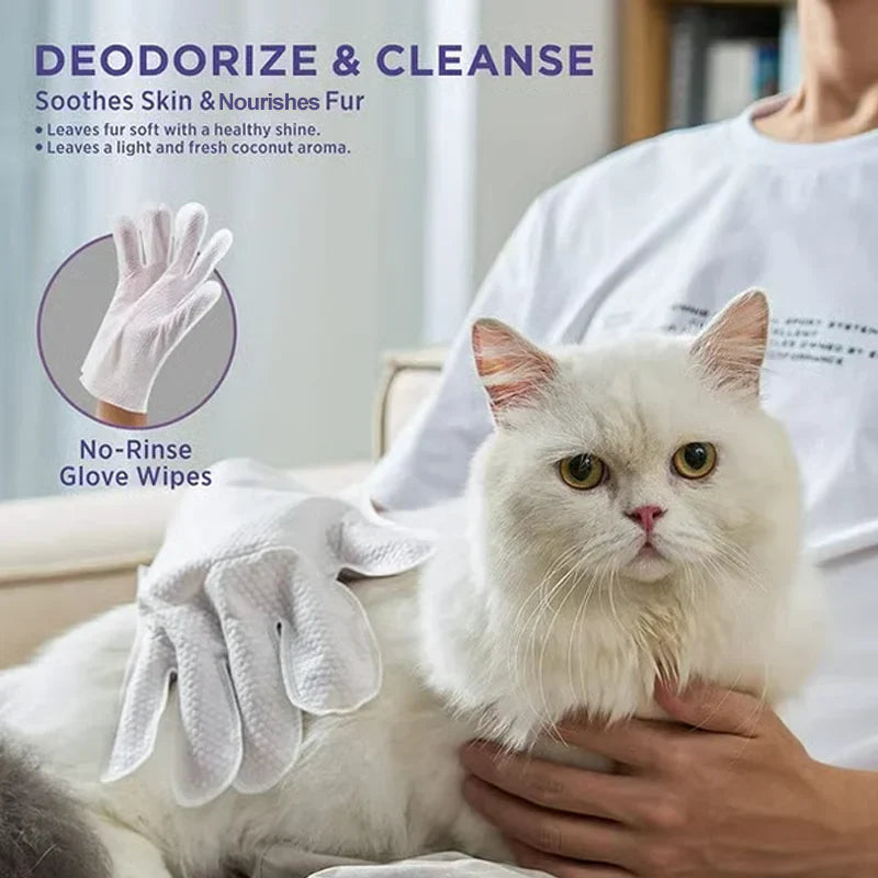 🔥Summer Solstice Limited Special Offer 40% Off！-Rinse-Free Pet Cleaning Deodorizing Gloves