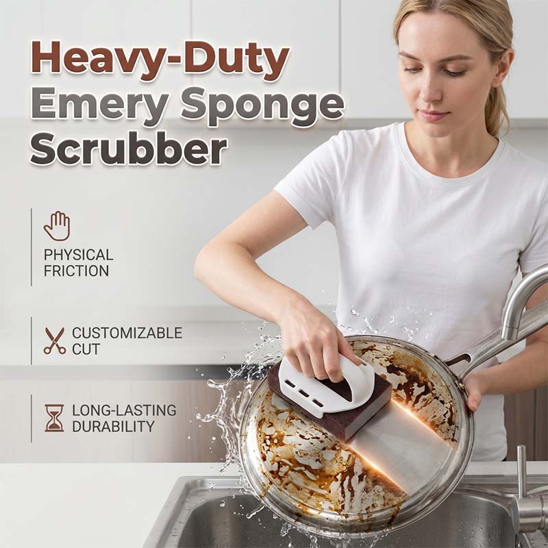 🧽🔥2026 HOT SALE🍳Emery Sponge Scrubber – Removes burnt grease & rust instantly. Flexible & durable, ergonomic handle. A heavy-duty cleaning essential. 🍳✨