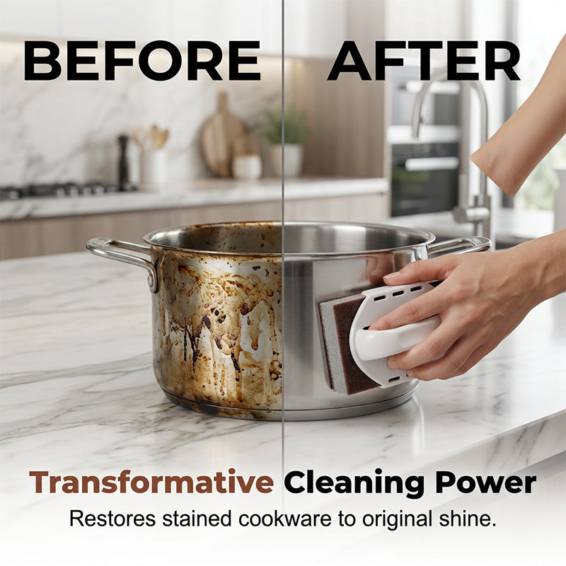 🧽🔥2026 HOT SALE🍳Emery Sponge Scrubber – Removes burnt grease & rust instantly. Flexible & durable, ergonomic handle. A heavy-duty cleaning essential. 🍳✨