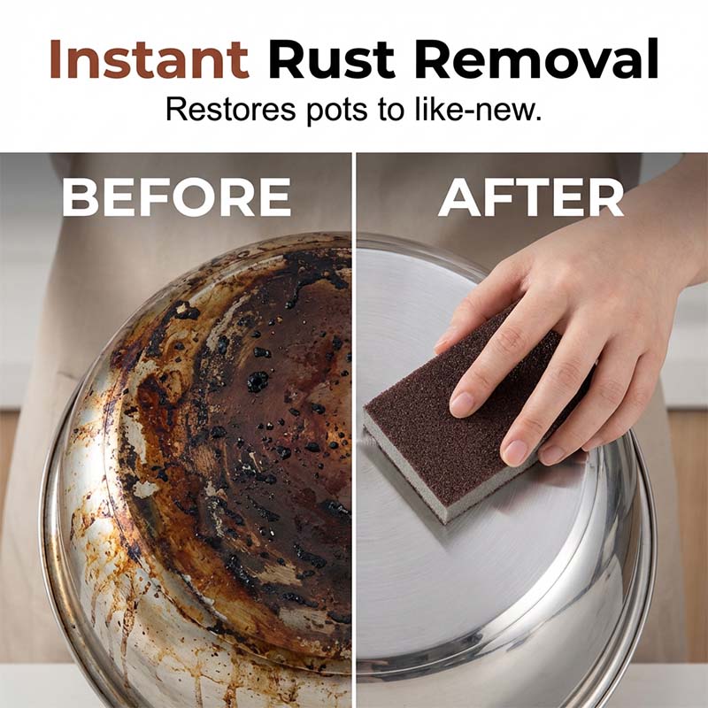 🧽🔥2026 HOT SALE🍳Emery Sponge Scrubber – Removes burnt grease & rust instantly. Flexible & durable, ergonomic handle. A heavy-duty cleaning essential. 🍳✨