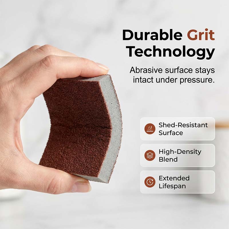 🧽🔥2026 HOT SALE🍳Emery Sponge Scrubber – Removes burnt grease & rust instantly. Flexible & durable, ergonomic handle. A heavy-duty cleaning essential. 🍳✨